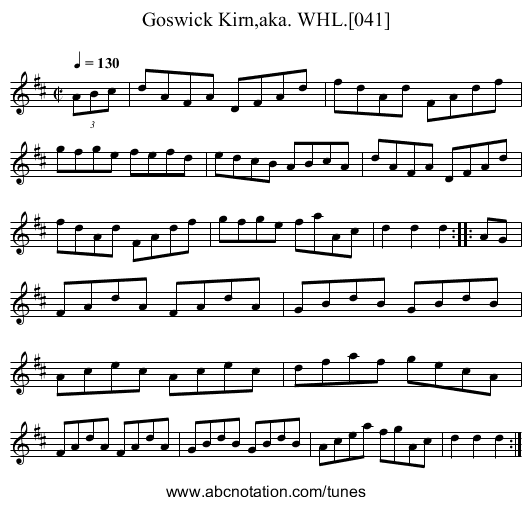Goswick Kirn,aka. WHL.[041] - staff notation