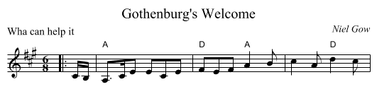 Gothenburg's Welcome - staff notation