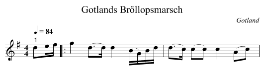 Gotlands Bröllopsmarsch - staff notation