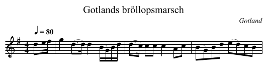 Gotlands bröllopsmarsch - staff notation
