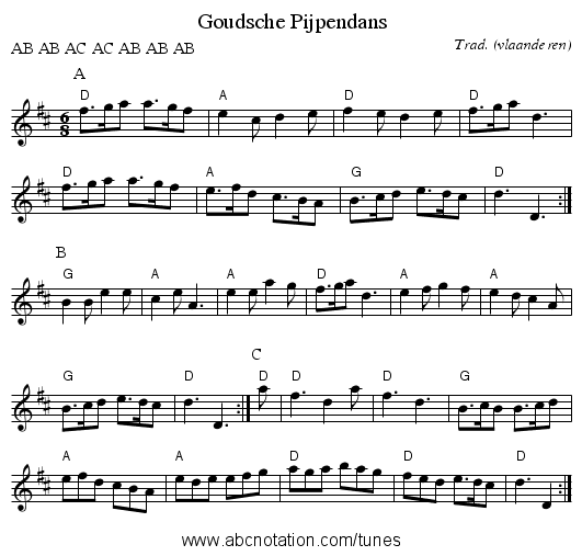 Goudsche Pijpendans - staff notation
