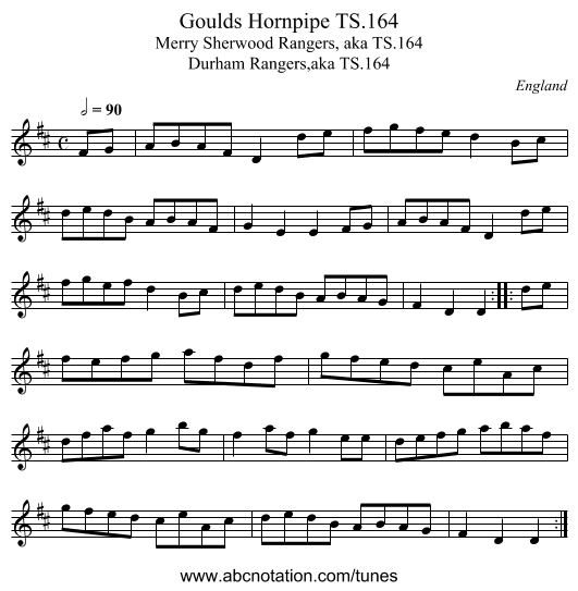 Goulds Hornpipe TS.164 - staff notation