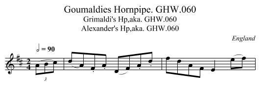 Goumaldies Hornpipe. GHW.060 - staff notation