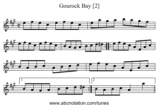 Gourock Bay [2] - staff notation