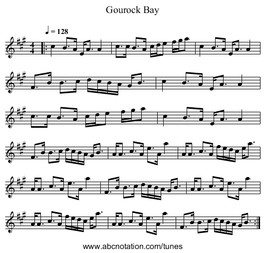 Gourock Bay - staff notation