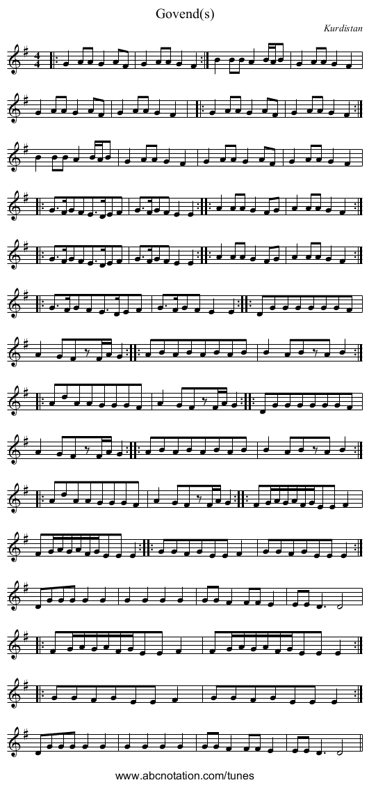 Govend(s) - staff notation