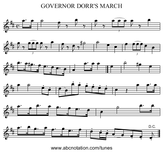 GOVERNOR DORR'S MARCH - staff notation