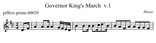 Governor King's March  v.1 - staff notation