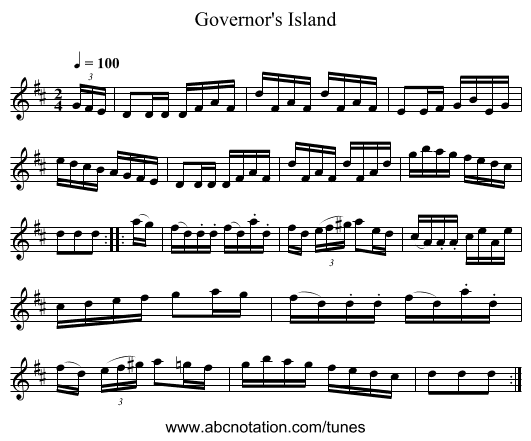 Governor's Island - staff notation