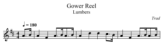 Gower Reel - staff notation