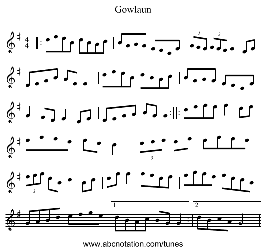 Gowlaun - staff notation