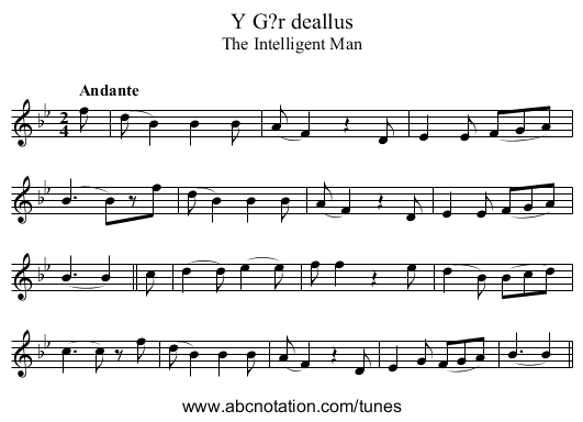 G?r deallus, Y - staff notation