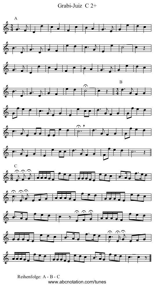 Grabi-Juiz C 2+ - staff notation