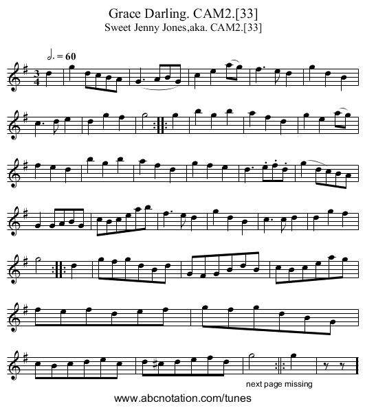 Grace Darling. CAM2.[33] - staff notation