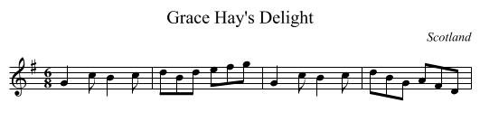 Grace Hay's Delight - staff notation