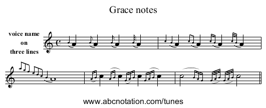 Grace notes - staff notation