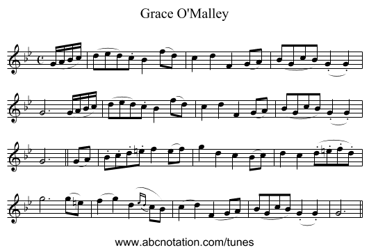 Grace O'Malley - staff notation