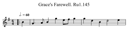 Grace's Farewell. Ru1.145 - staff notation