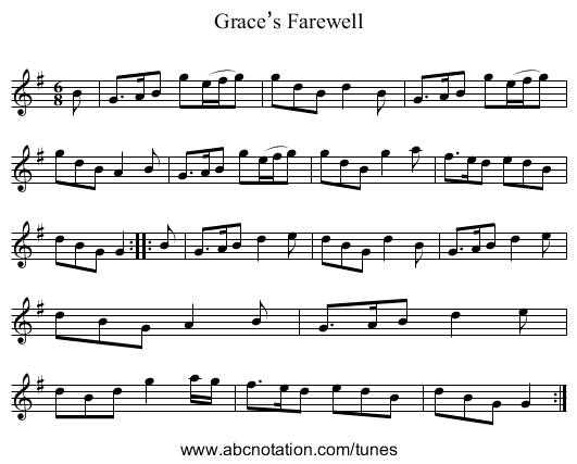 Grace’s Farewell - staff notation