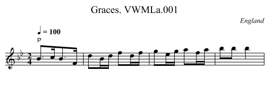 Graces. VWMLa.001 - staff notation