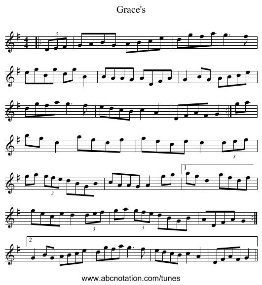 Grace's - staff notation
