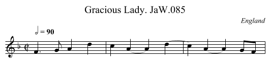 Gracious Lady. JaW.085 - staff notation