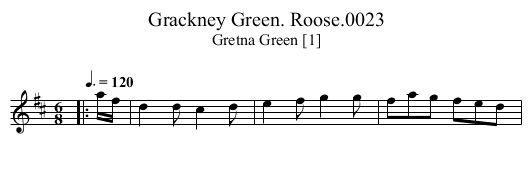 Grackney Green. Roose.0023 - staff notation