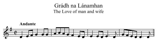 Grádh na Lánamhan - staff notation