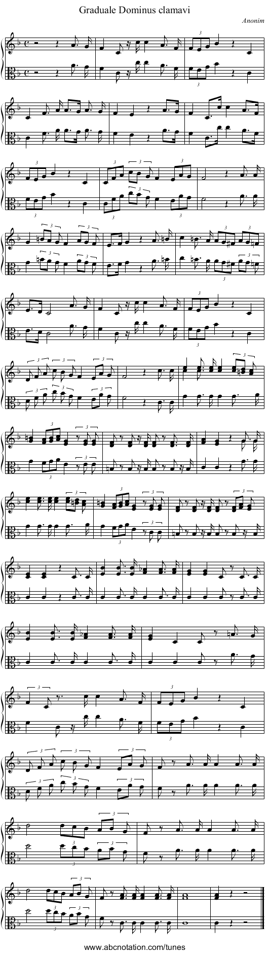 Graduale Dominus clamavi - staff notation
