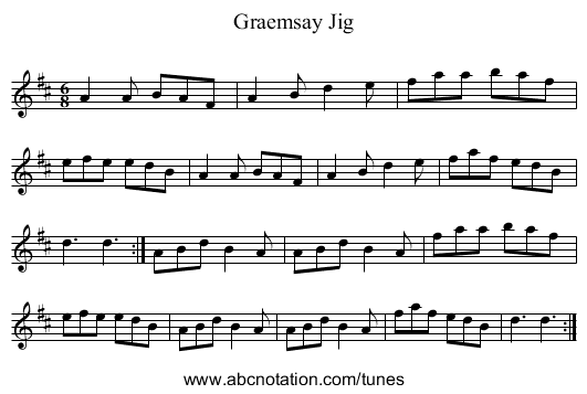 Graemsay Jig - staff notation