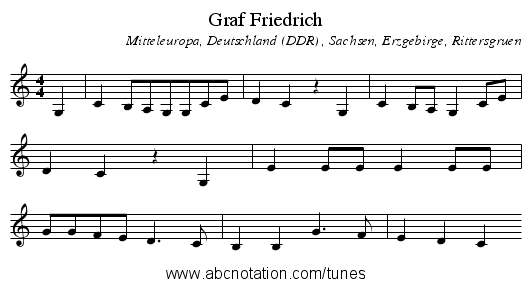 Graf Friedrich - staff notation