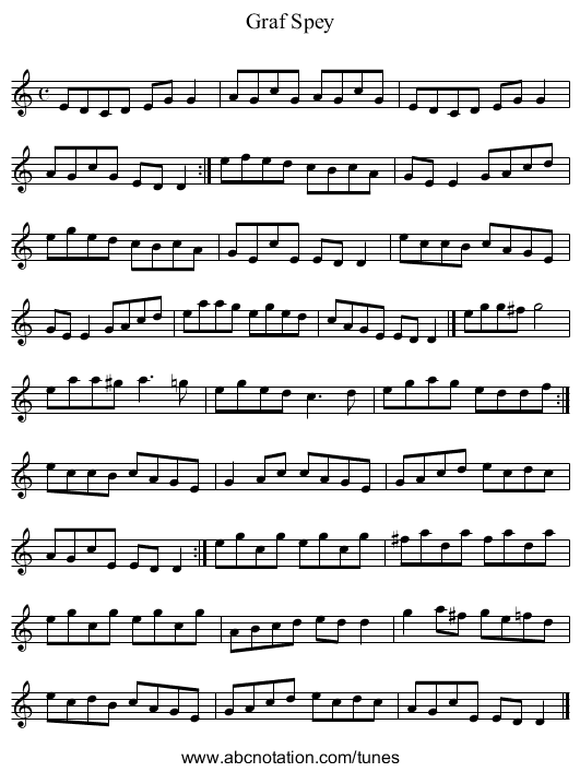 Graf Spey - staff notation