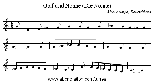 Graf und Nonne (Die Nonne) - staff notation
