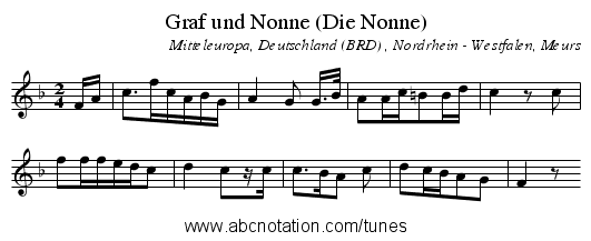 Graf und Nonne (Die Nonne) - staff notation
