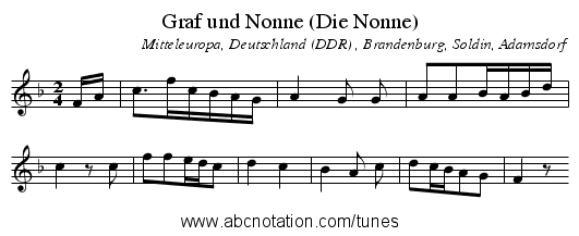 Graf und Nonne (Die Nonne) - staff notation