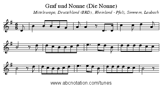 Graf und Nonne (Die Nonne) - staff notation