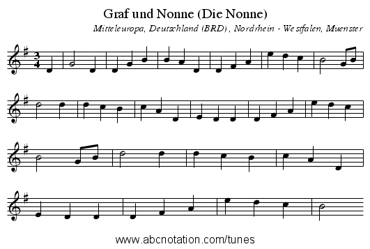 Graf und Nonne (Die Nonne) - staff notation
