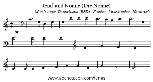 Graf und Nonne (Die Nonne) - staff notation