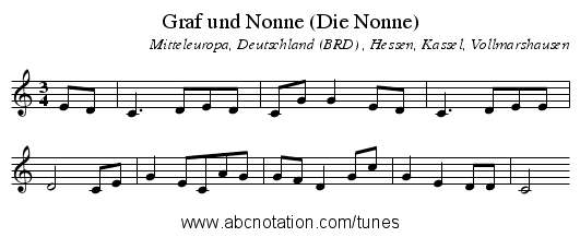 Graf und Nonne (Die Nonne) - staff notation