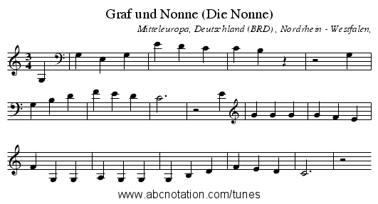 Graf und Nonne (Die Nonne) - staff notation