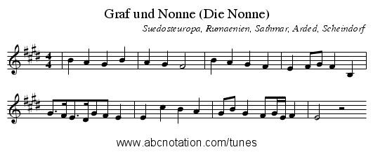 Graf und Nonne (Die Nonne) - staff notation