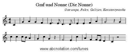 Graf und Nonne (Die Nonne) - staff notation