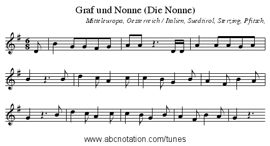 Graf und Nonne (Die Nonne) - staff notation