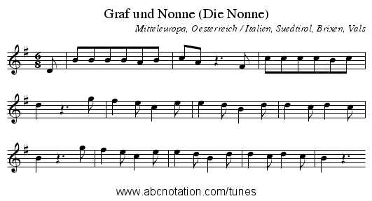 Graf und Nonne (Die Nonne) - staff notation