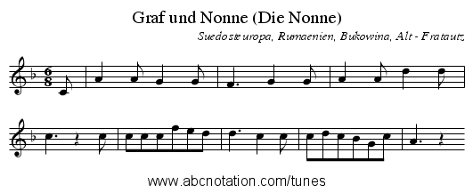 Graf und Nonne (Die Nonne) - staff notation