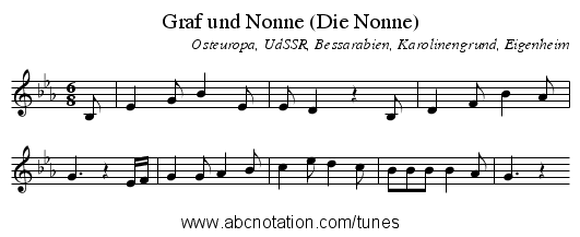 Graf und Nonne (Die Nonne) - staff notation