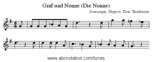 Graf und Nonne (Die Nonne) - staff notation