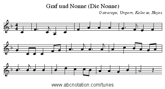 Graf und Nonne (Die Nonne) - staff notation