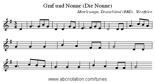 Graf und Nonne (Die Nonne) - staff notation