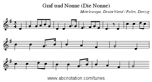 Graf und Nonne (Die Nonne) - staff notation